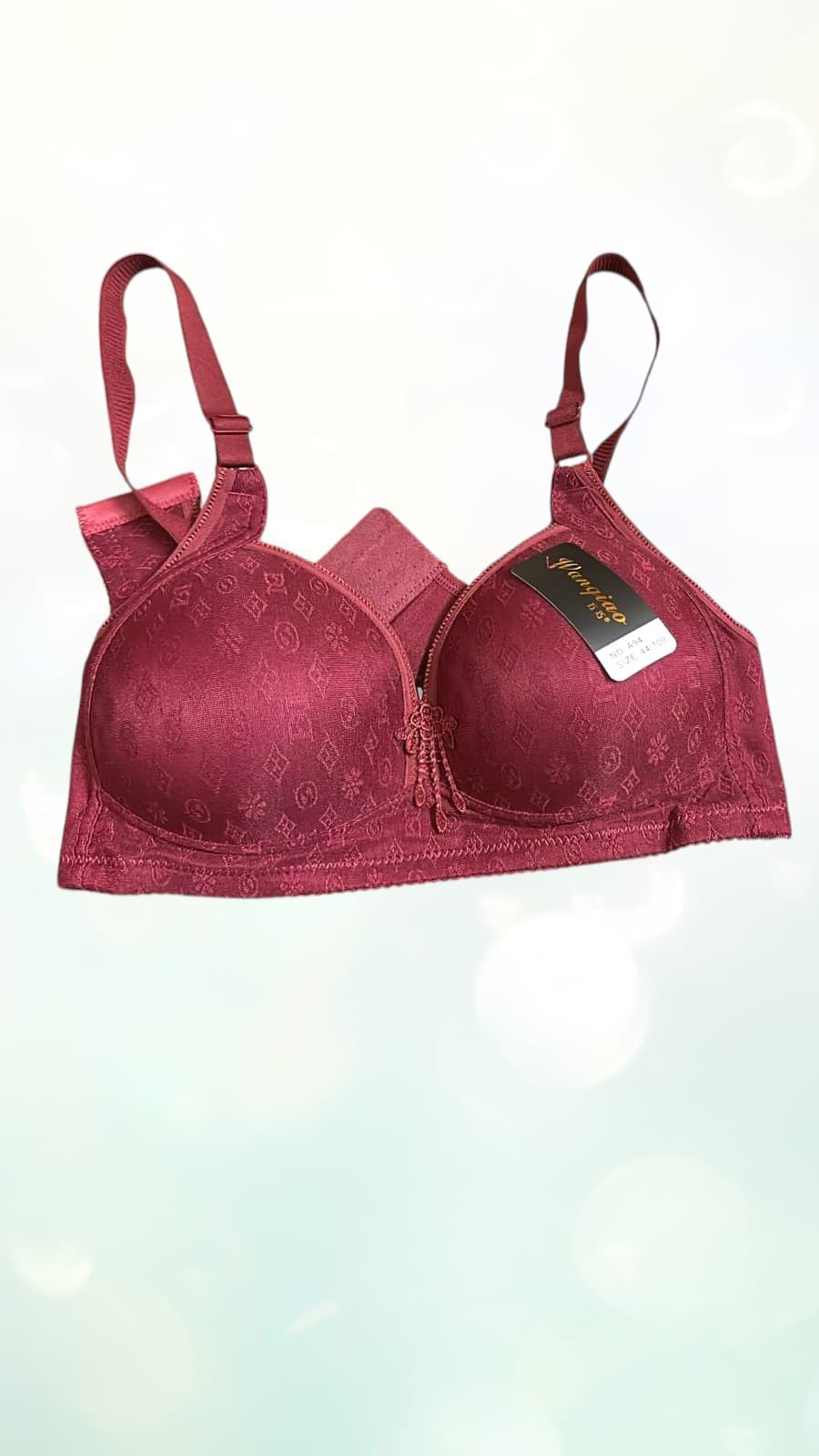 Wanqiao Monogram Print Full Coverage Bra - Padded Daily Support